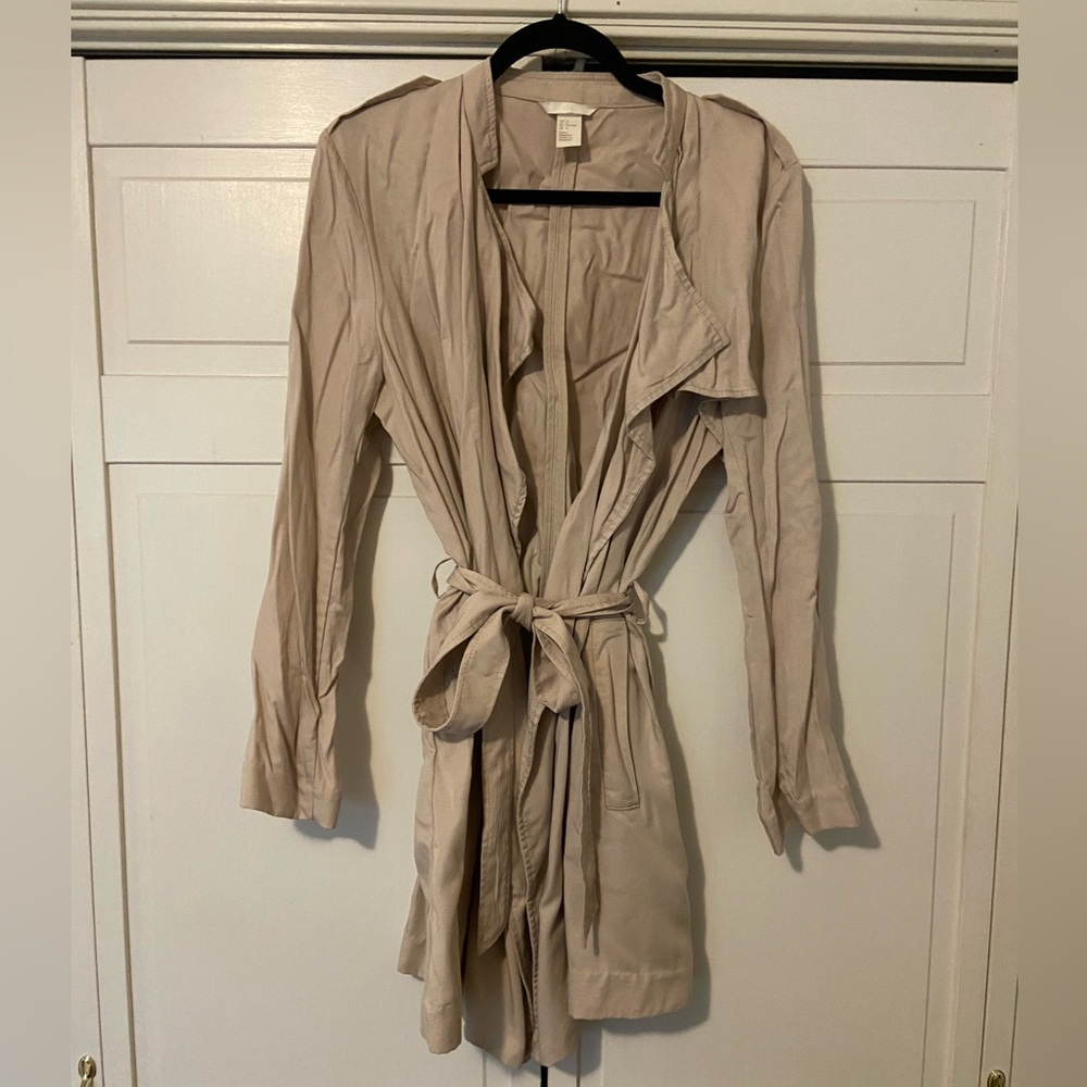 Old Money H&M Tan Belted Drapey Trench Coat